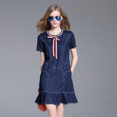 ĐẦM JEAN SUÔNG ĐUÔI CÁ CHỈ VIỀN NGÔI SAO - NJ925